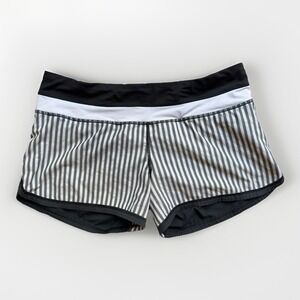 Lululemon Speed Short Womens Size 8 Black Gray Striped Running Athletic Shorts